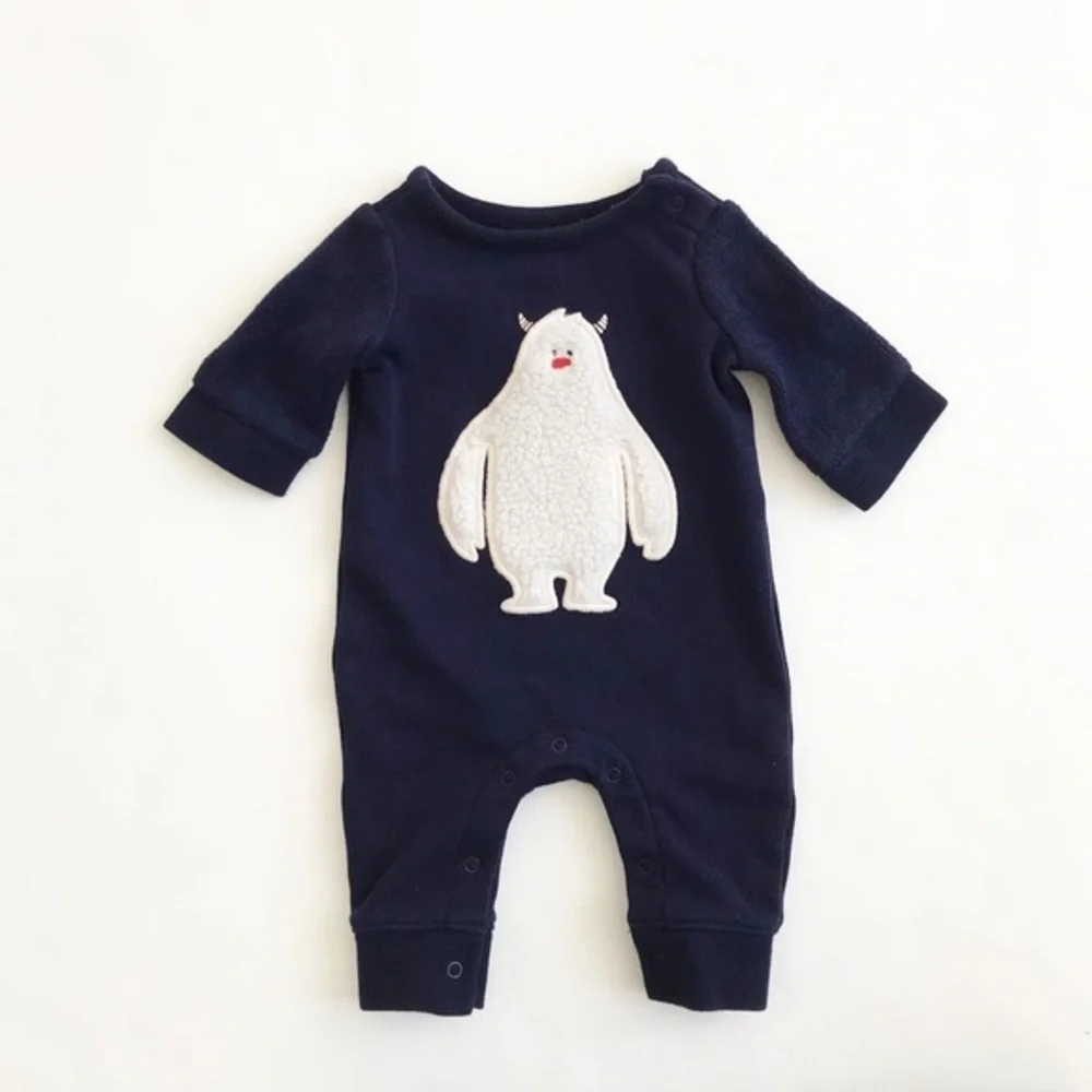 Babygap navy monster sweatshirt jumper EUC newborn